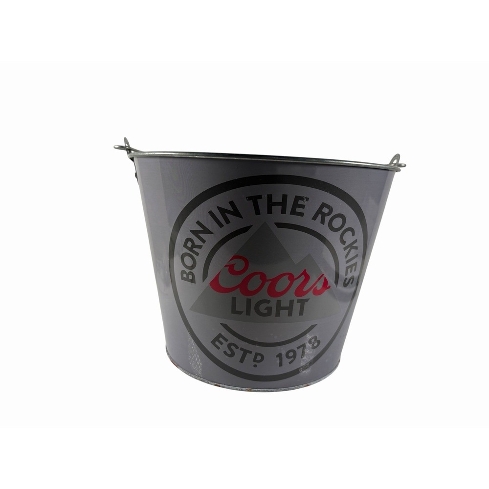 Coors Light Beer 5 Quart Galvanized Metal Ice Bucket Born In The Rockies - Picture 4 of 8